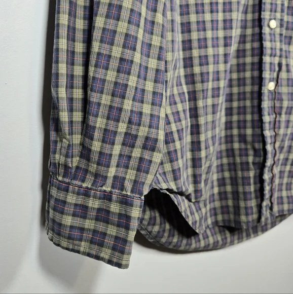 Ralph Lauren Men’s Green Navy Plaid Button Up Long Sleeve Shirt Size Large - Picture 4 of 11